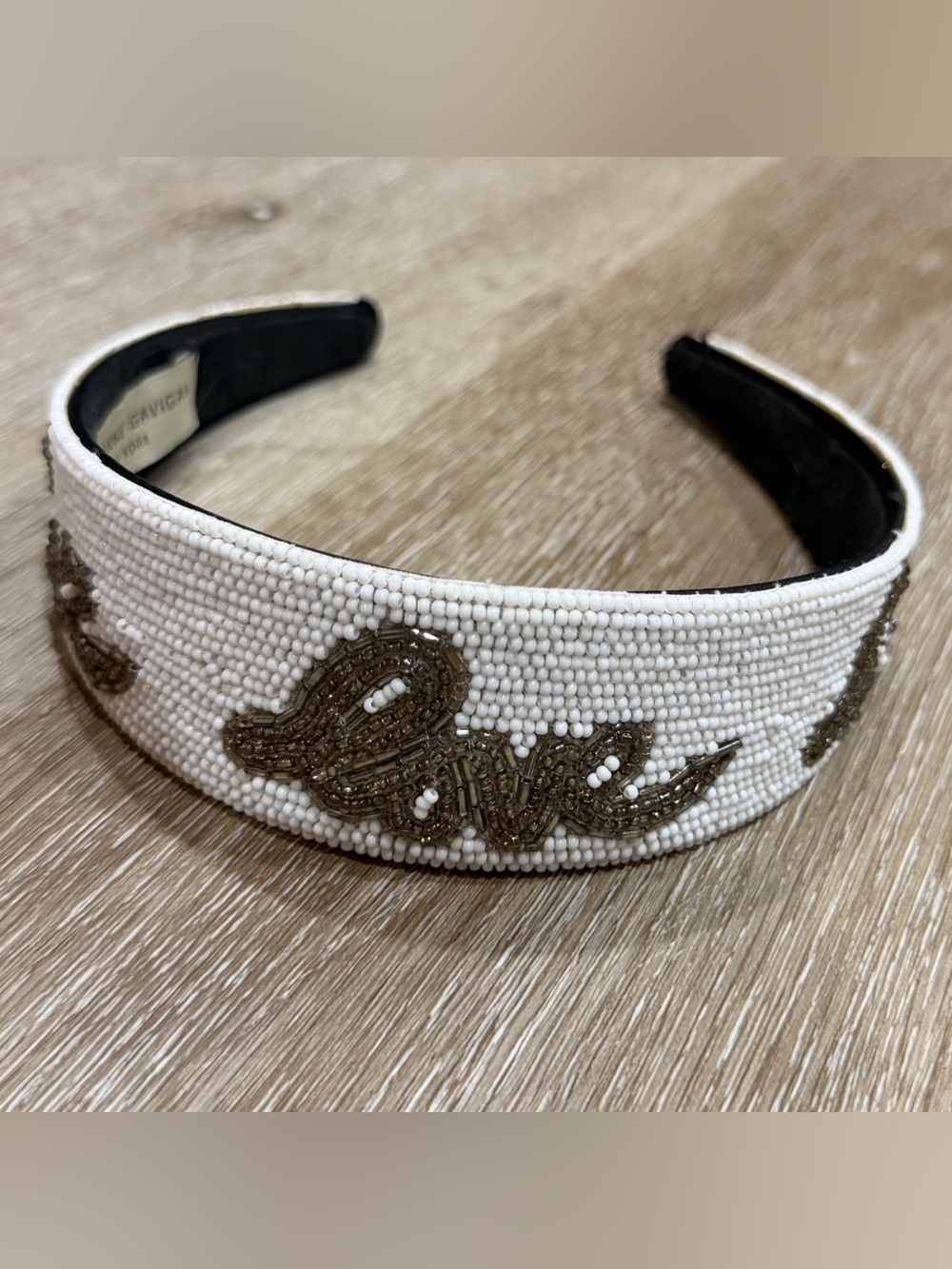 Mignonne Gavigan Beaded White 'Love' Headband